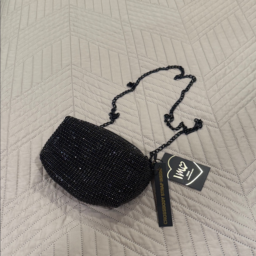 Chic Black Beaded Crossbody Bag